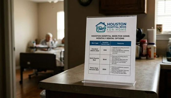 Hospital bed rental pricing breakdown chart showing monthly costs for different bed types